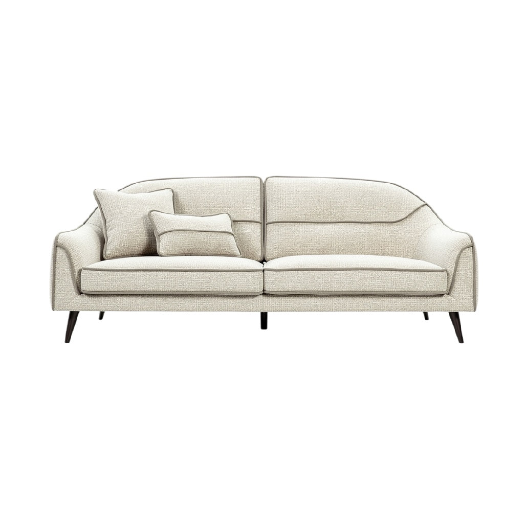 **Tytuł techniczny: Sofa z poduszkami w stylu nowoczesnym, jasna tapicerka**